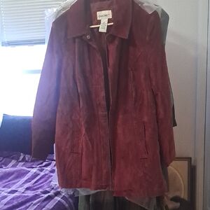 Womens Cherokee Deep Leather Burgundy Coat.